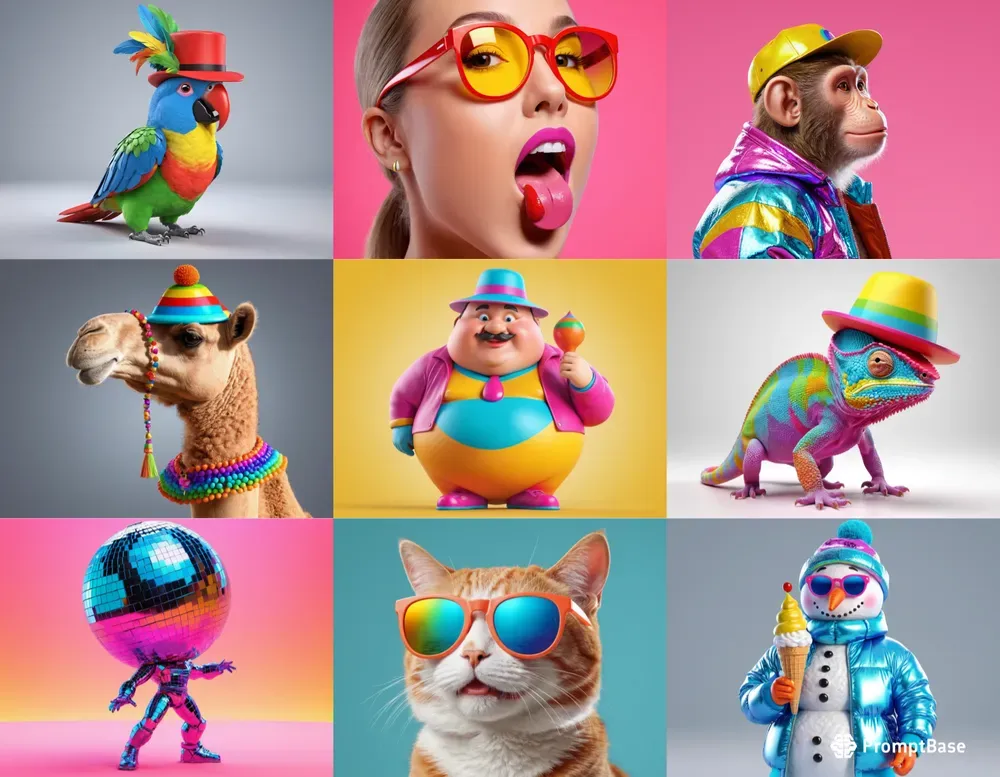 Colorful Pop Art 3D Summer Colors Stable Diffusion Prompt | PromptBase