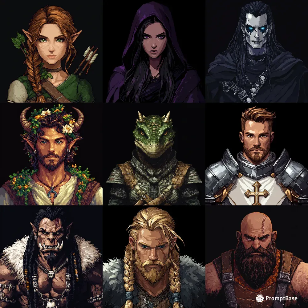 Pixel Art Fantasy Portraits Midjourney Prompt 