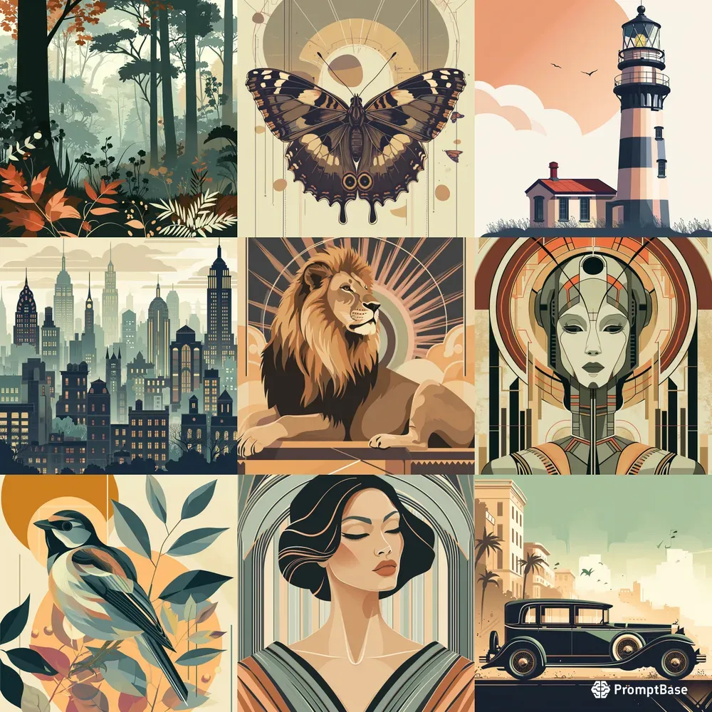 Art Deco Illustrations Midjourney Prompt PromptBase