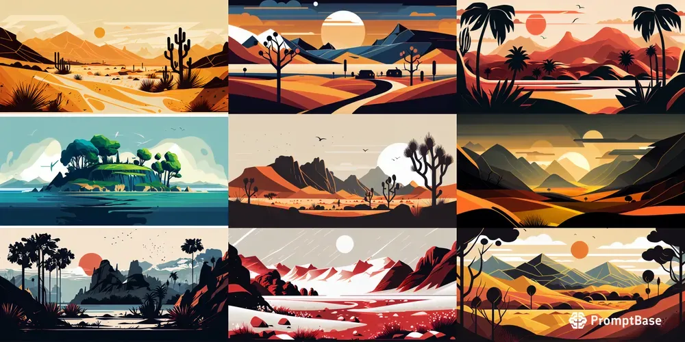 Beautiful Vector Landscapes Midjourney Prompt | PromptBase