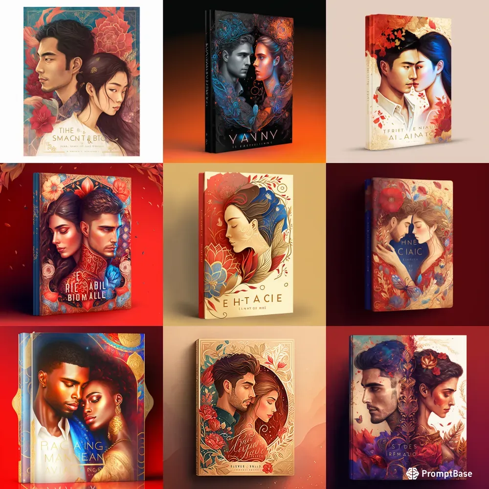 Illustrated Romance Book Covers Midjourney Prompt | PromptBase