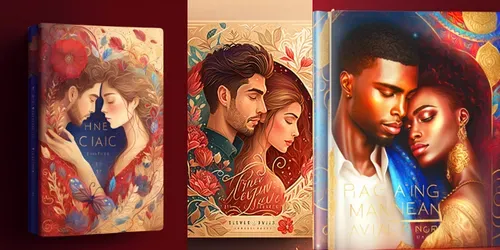 Illustrated Romantic Romance Book Covers Midjourney Prompt | PromptBase