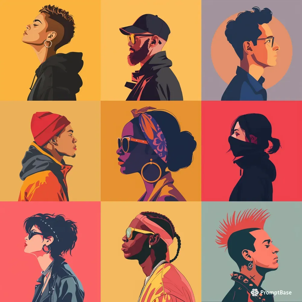 Flat Profile Avatars Midjourney Prompt | PromptBase