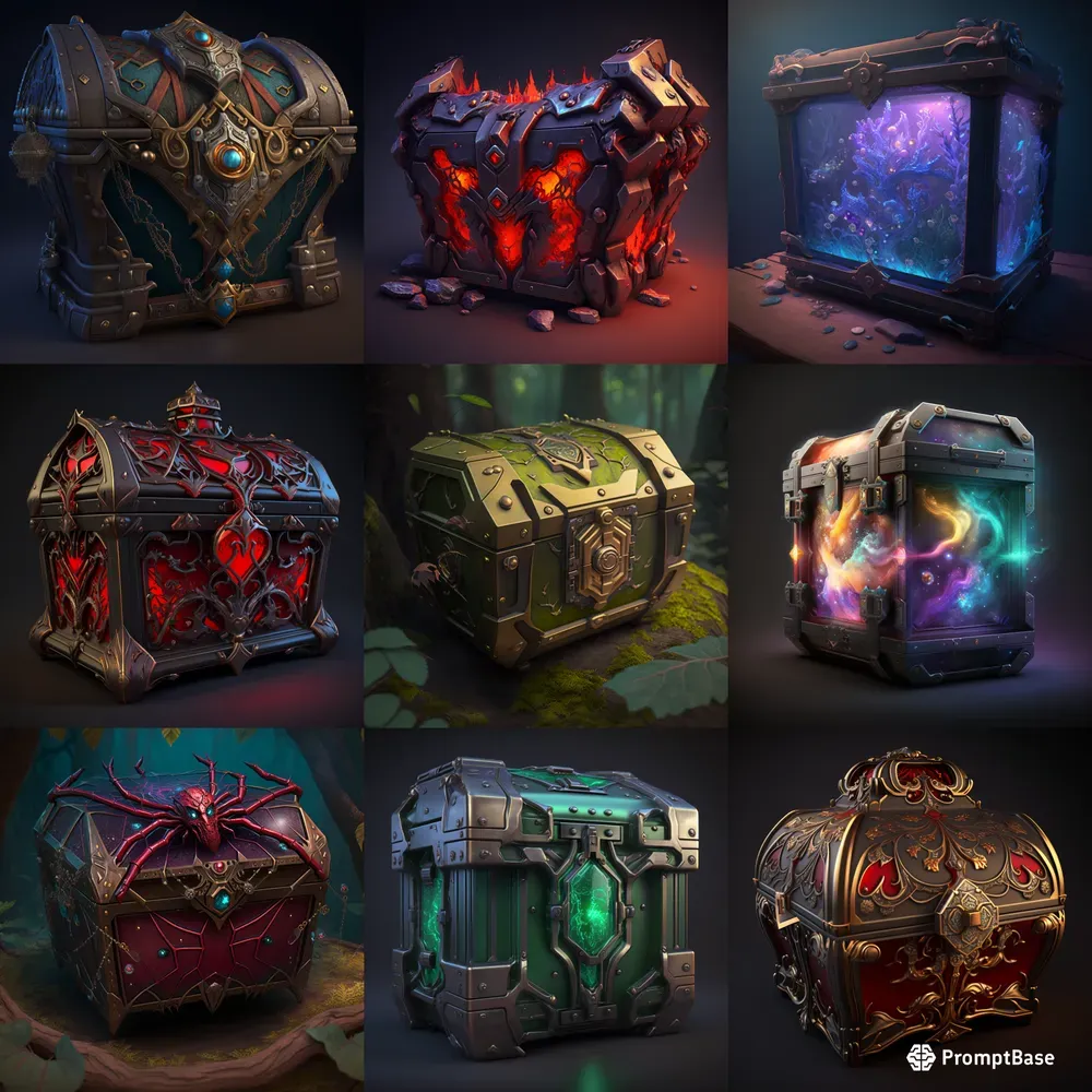Themed Fantasy Chest Concept Art Midjourney Prompt | PromptBase
