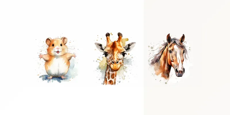 Awesome Animals Watercolor Cliparts Midjourney Prompt | PromptBase