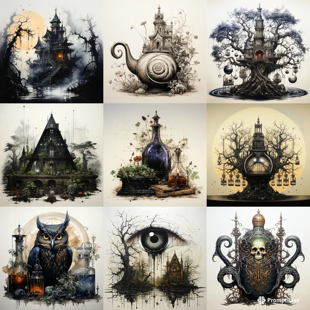 exploding ink drawings midjourney prompt | promptbase... Sacred Ink Vessels Midjourney Prompt | PromptBase