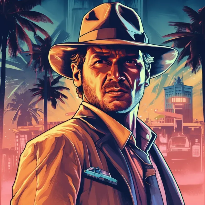 Gta Vice City Style Famous Characters Midjourney Prompt | PromptBase