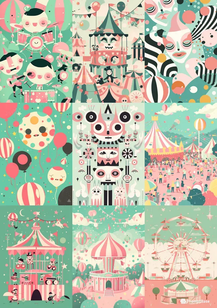 Pastel Pink And Mint Carnival Fun Midjourney Prompt | PromptBase