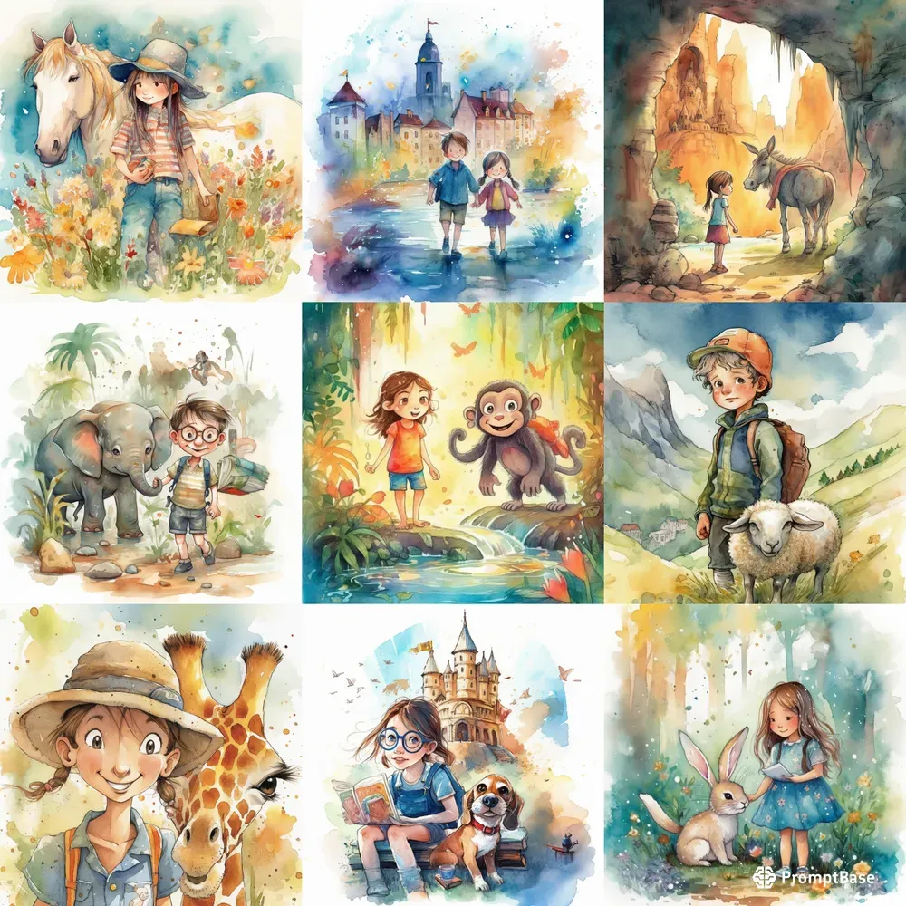 Kids Book Illustrations Midjourney Prompt | PromptBase