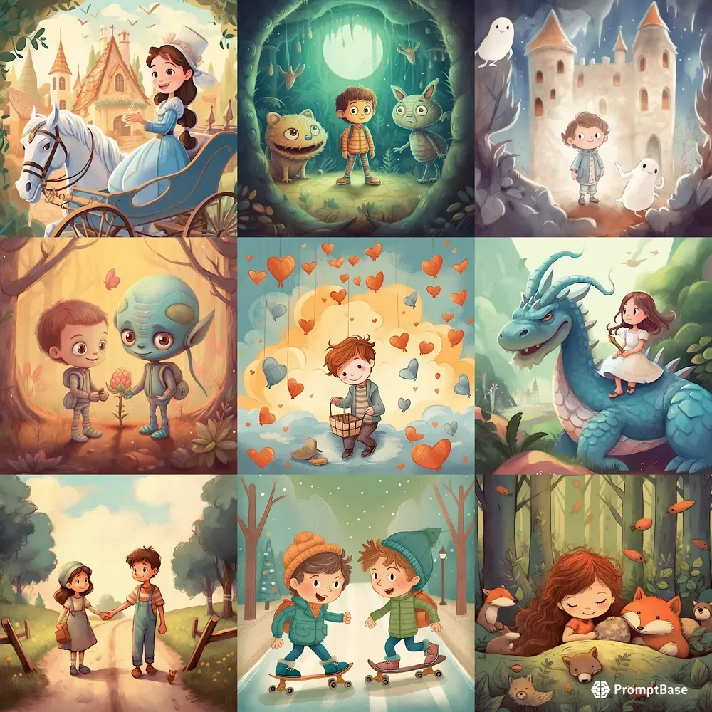 Illustrations From A Childrens Book Midjourney Prompt | PromptBase