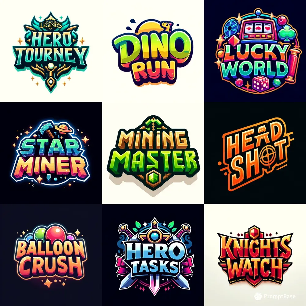 Lettering Logos For Apps Or Video Games DALL·E Prompt | PromptBase