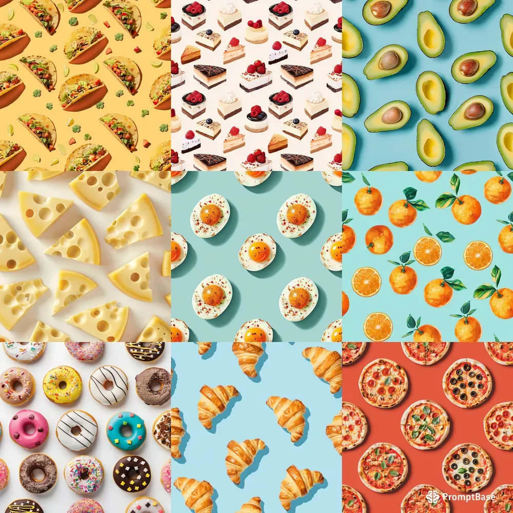 Realistic Food Patterns Midjourney Prompt | PromptBase