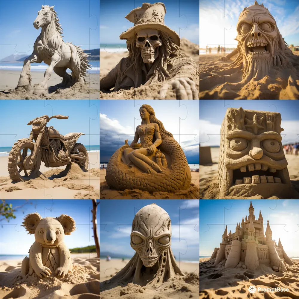 Sand Art Sculptures Midjourney Prompt PromptBase