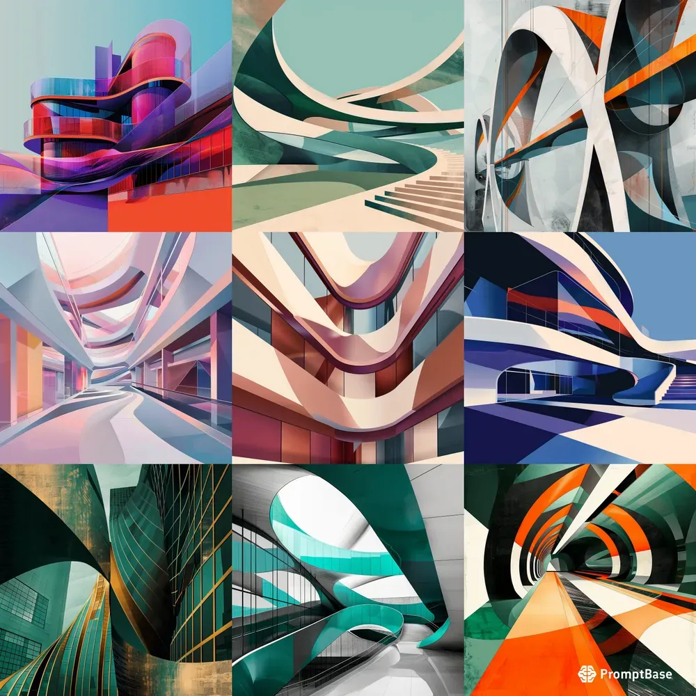Graphic Designs Of Abstract Structures Midjourney Prompt | PromptBase