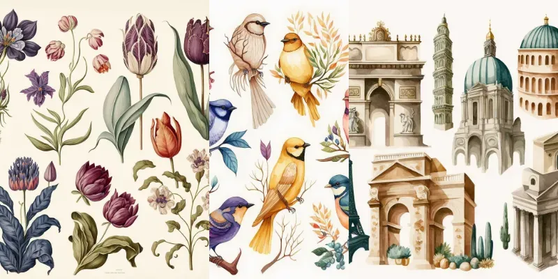 Any Subject Watercolor Illustration Sets Midjourney Prompt | PromptBase