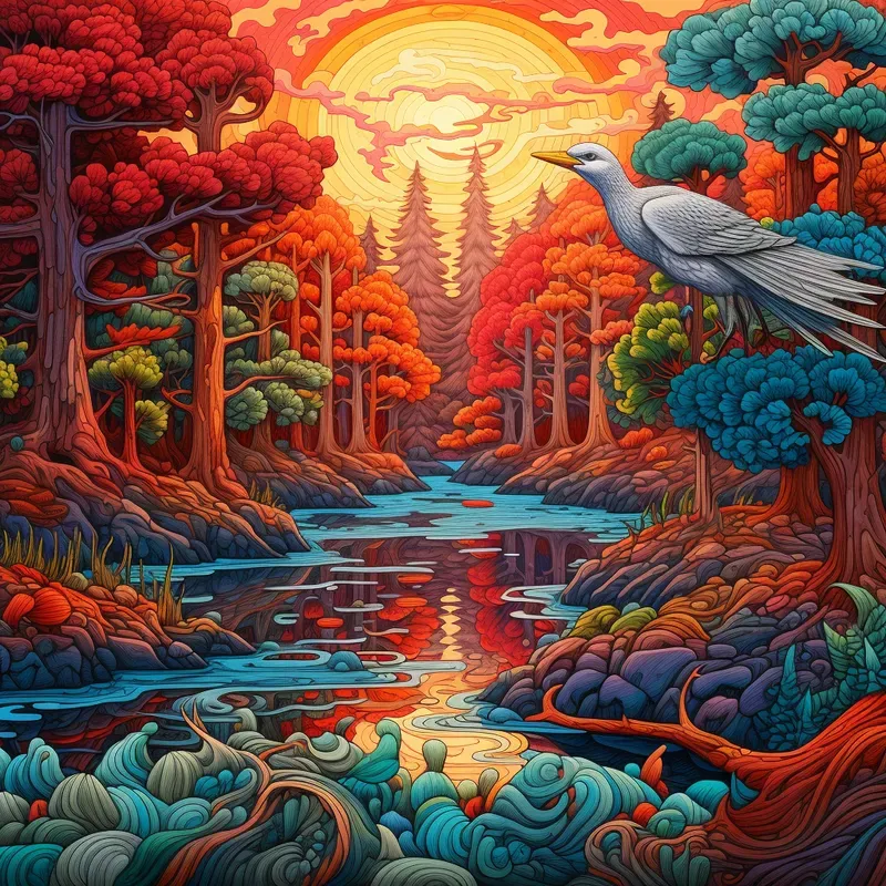 Hyperbolized Illustrations Of Nature Midjourney Prompt | PromptBase