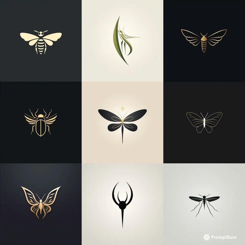 Minimal Elegant Insects Logos Midjourney Prompt | PromptBase