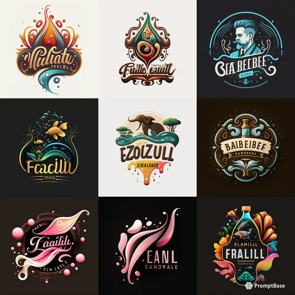 Minimal Fluid Style Vibrant Logos Midjourney Prompt | PromptBase