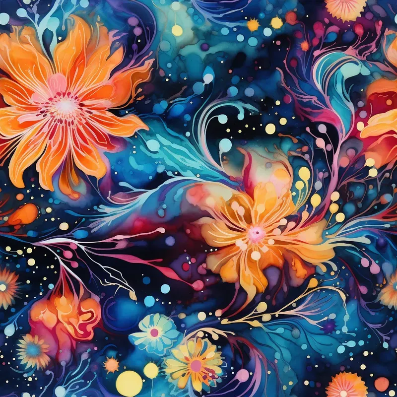 Etsy Watercolor Cosmic Flower Tiles Midjourney Prompt | PromptBase