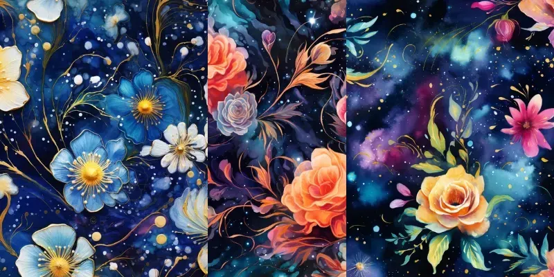 Etsy Watercolor Cosmic Flower Tiles Midjourney Prompt | PromptBase