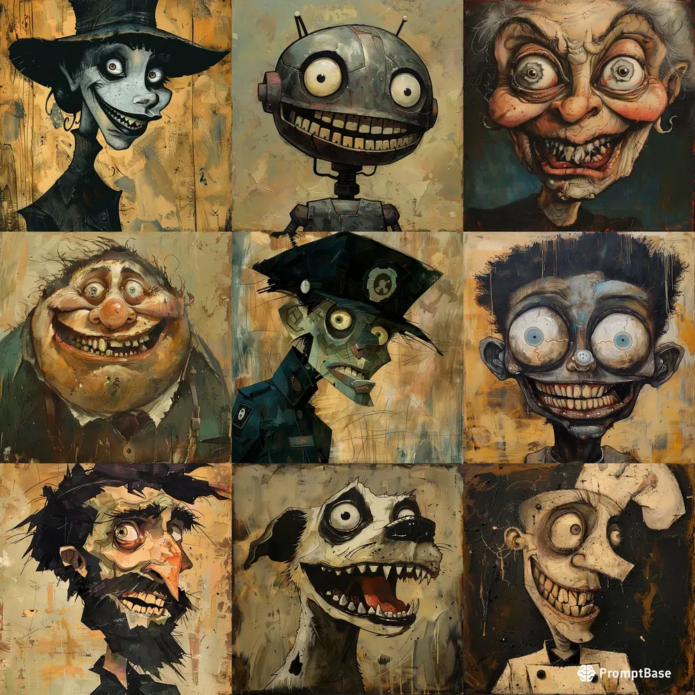 Absurd Cartoon Portraits Midjourney Prompt | PromptBase
