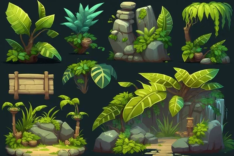 2D Game Assets Level Design Midjourney Prompt | PromptBase