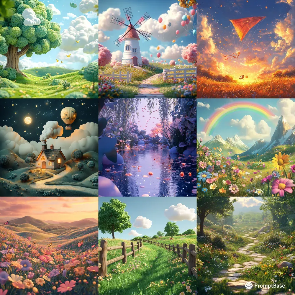 Whimsical 3D Backgrounds For Children Midjourney Prompt | PromptBase