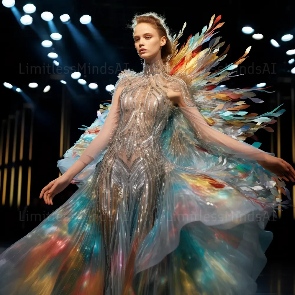 Holographic Fashion Runways Midjourney Prompt | PromptBase