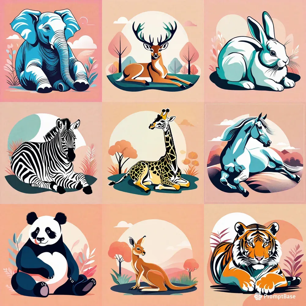 Animal Sitting Drawings Stable Diffusion Prompt | PromptBase