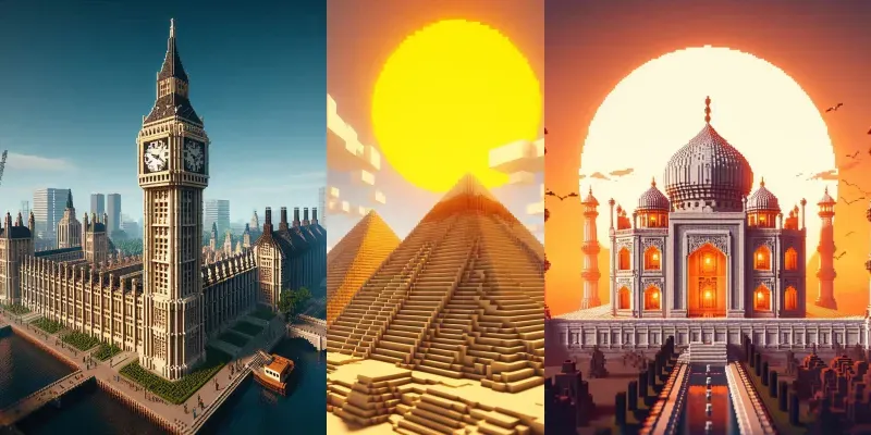 Minecraftstyle Famous Monuments Generator App | PromptBase