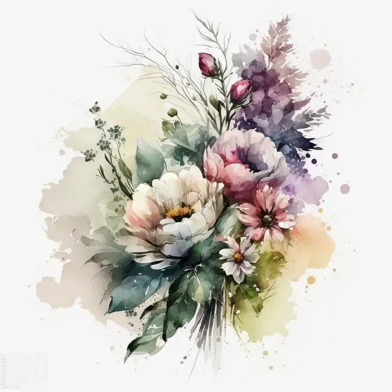 Watercolor Floral Cliparts Midjourney Prompt | PromptBase