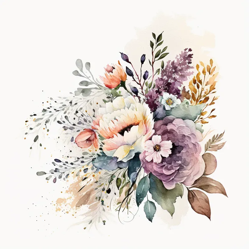 Watercolor Floral Cliparts Midjourney Prompt | PromptBase