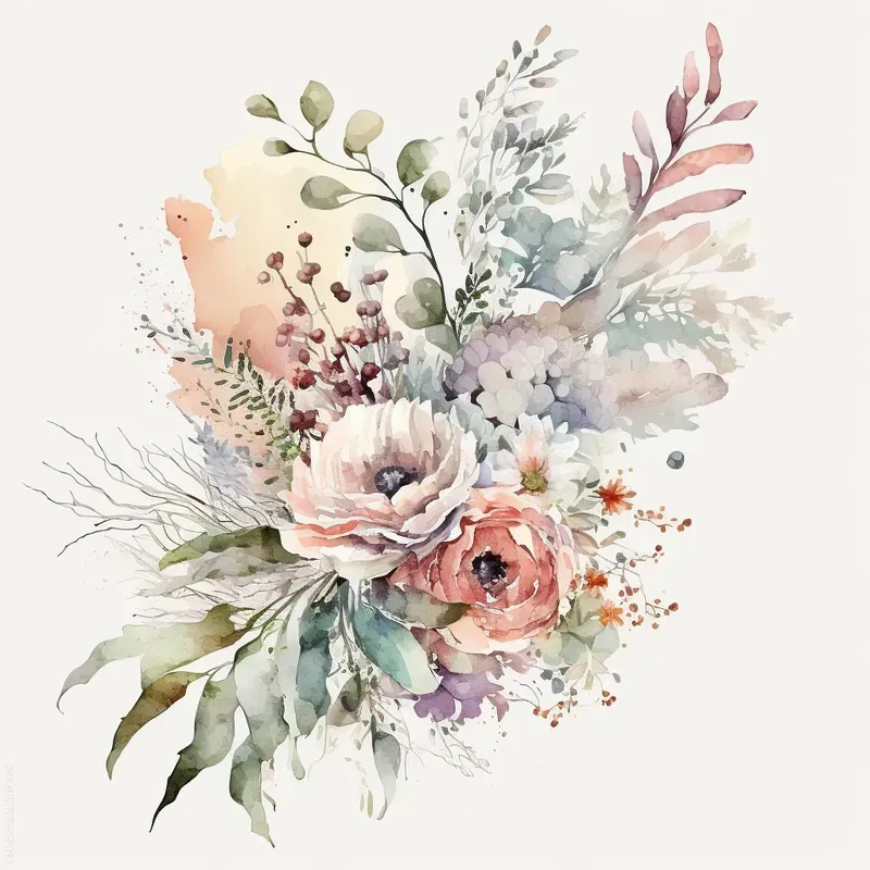 Watercolor Floral Cliparts Midjourney Prompt | PromptBase