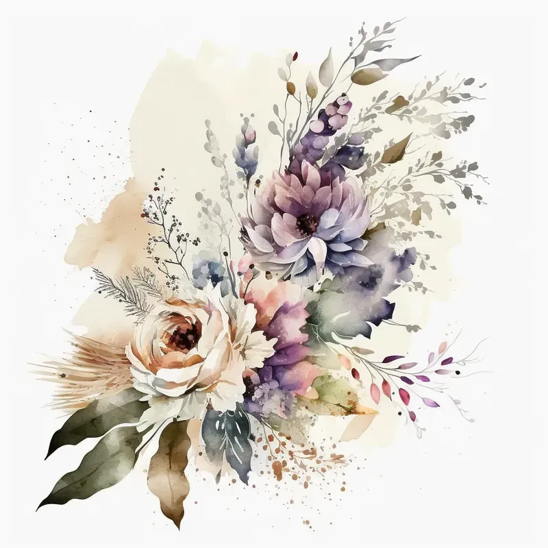 Watercolor Floral Cliparts Midjourney Prompt | PromptBase