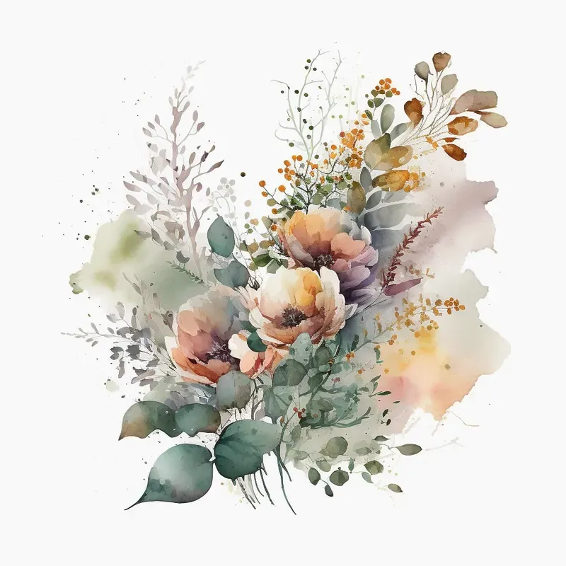 Watercolor Floral Cliparts Midjourney Prompt | PromptBase