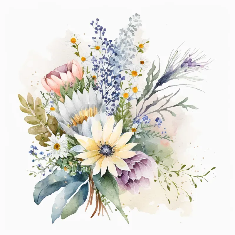 Watercolor Floral Cliparts Midjourney Prompt | PromptBase