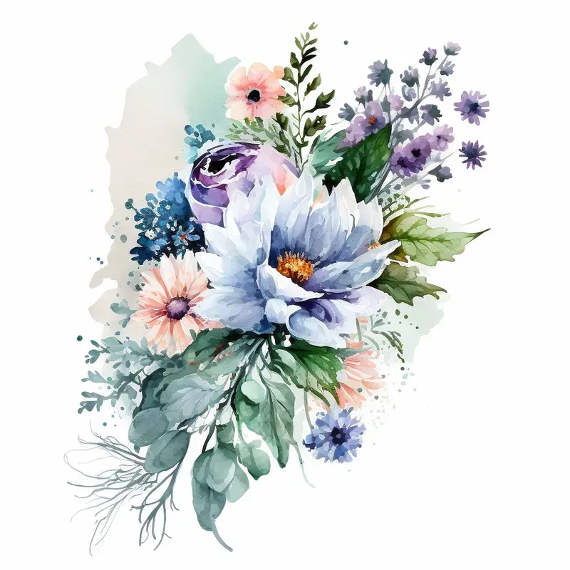 Watercolor Floral Cliparts Midjourney Prompt | PromptBase