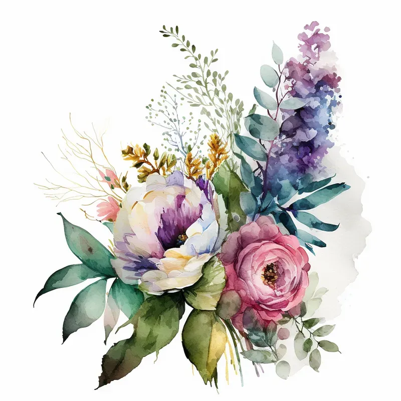 Watercolor Floral Cliparts Midjourney Prompt | PromptBase