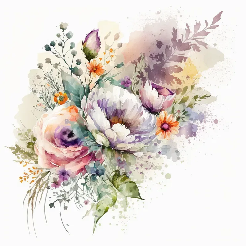 Watercolor Floral Cliparts Midjourney Prompt | PromptBase