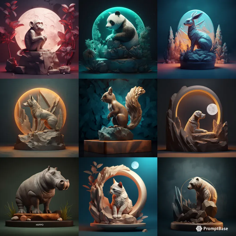 Dreamlike Animal Sculptures Midjourney Prompt | PromptBase