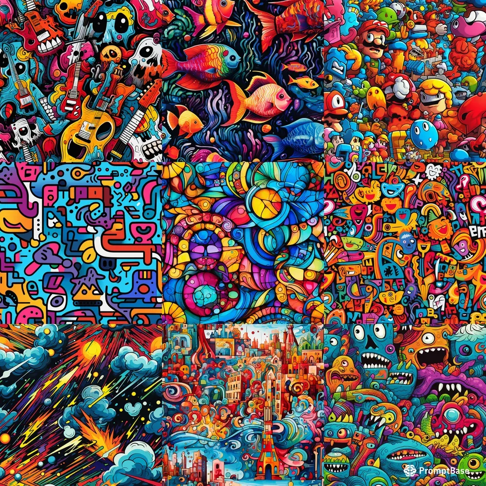 Funky Street Art Style Seamless Patterns Midjourney Prompt PromptBase