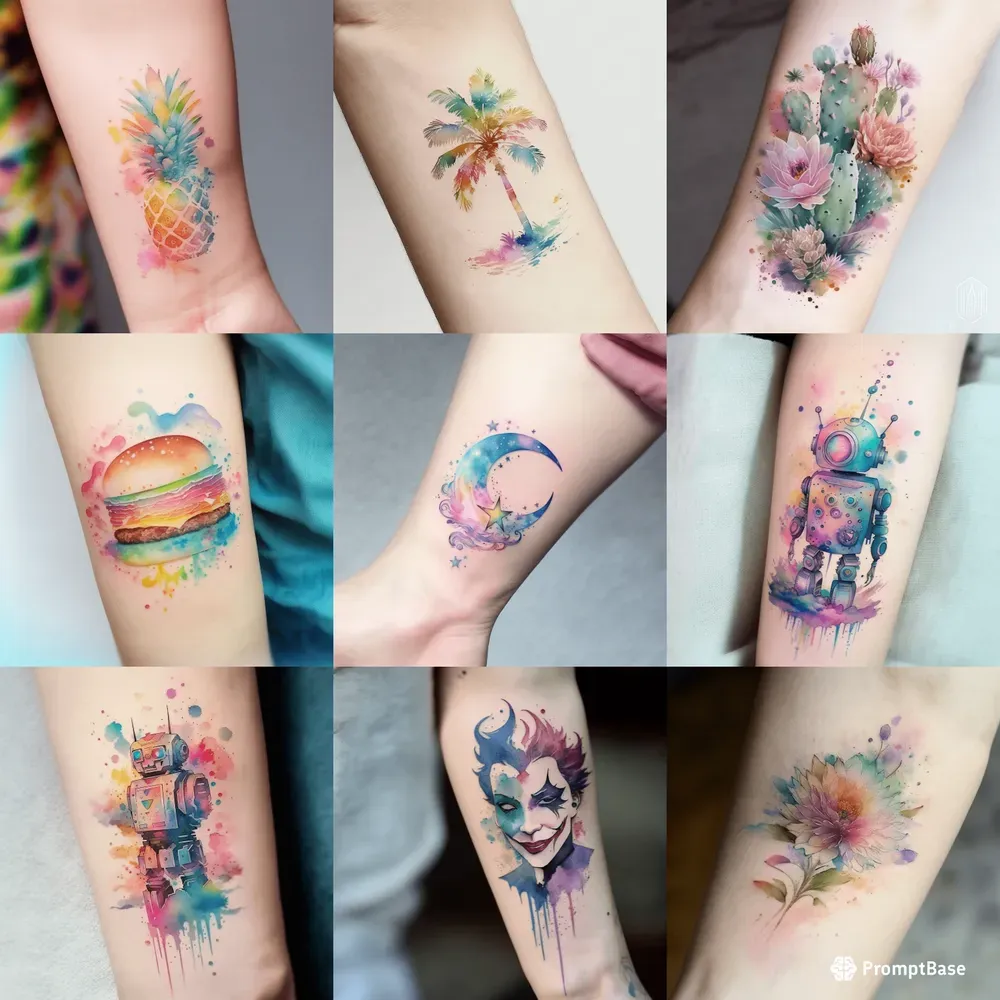 Dreamy Watercolor Tattoos Midjourney Prompt | PromptBase