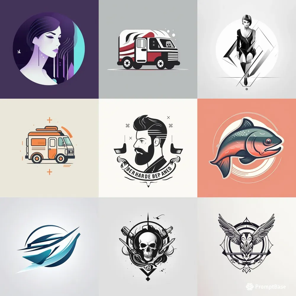 Flat Minimal Effective Logos Midjourney Prompt | PromptBase