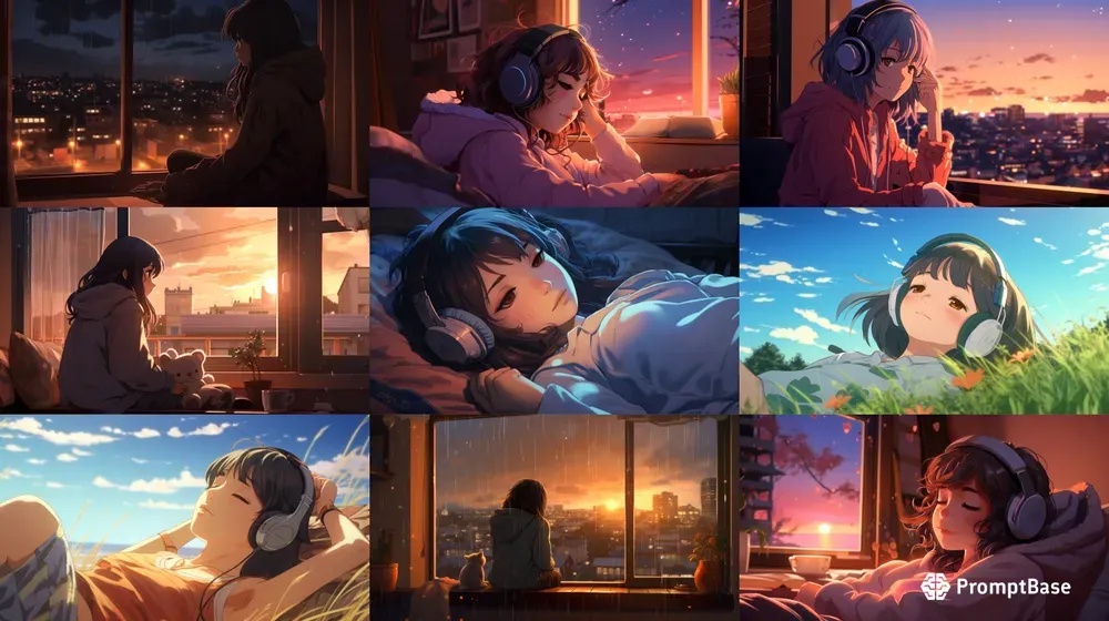 Lofi Anime Illustration Wallpapers Midjourney Prompt | PromptBase