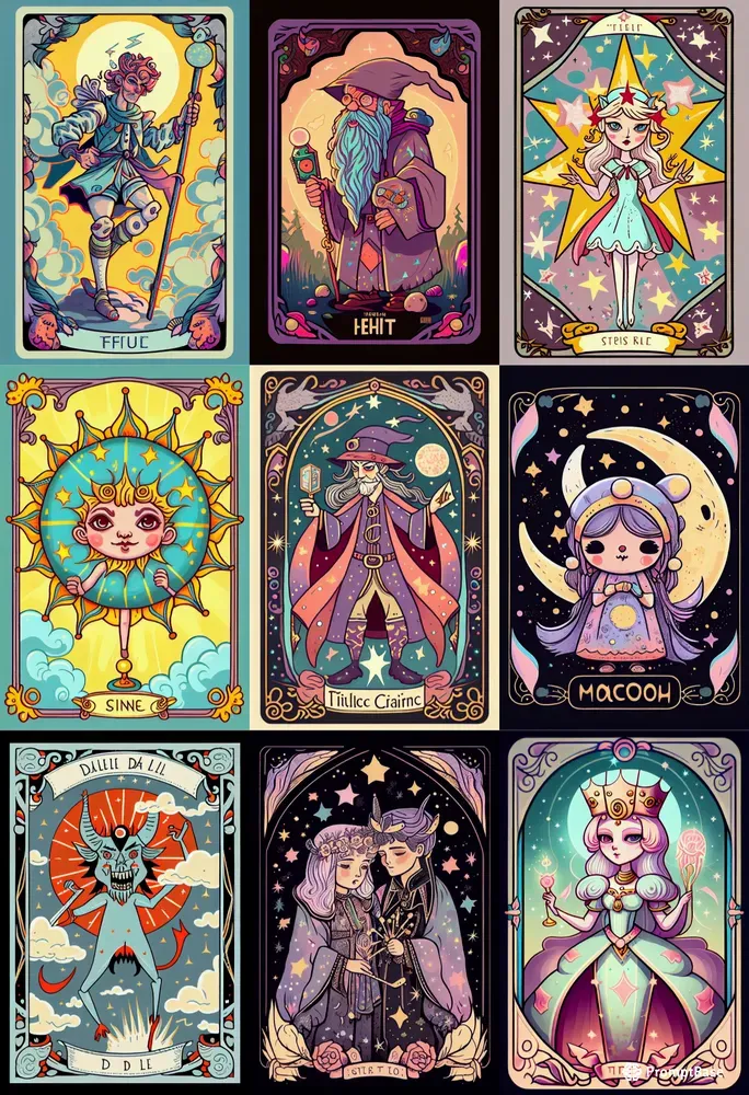 Cartoon Tarot Card Designs Midjourney Prompt PromptBase
