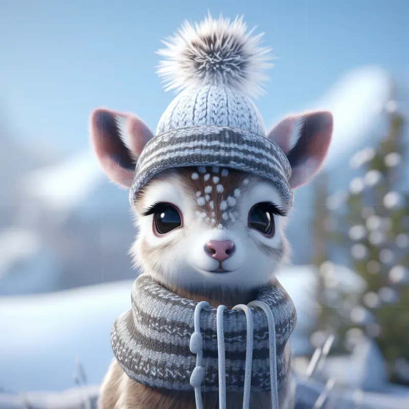 Cute Animals In Winters Midjourney Prompt | PromptBase