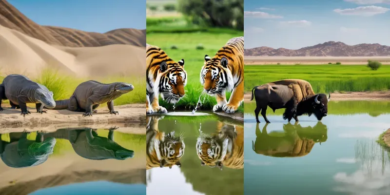 Animals Drinking From The Ponds Stable Diffusion Prompt | PromptBase