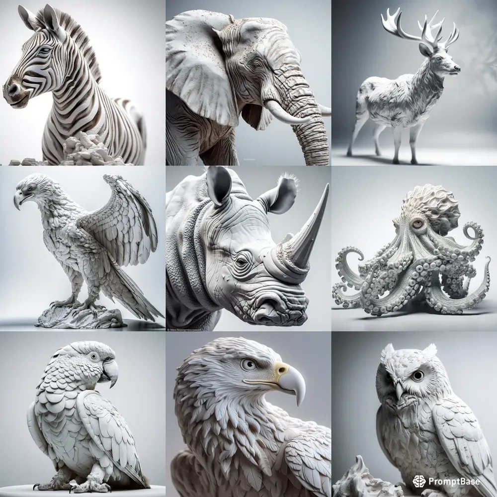 Highly Realistic Animal Sculptures Midjourney Prompt | PromptBase