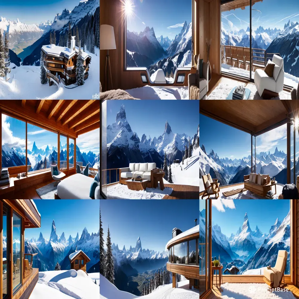Luxury Cottage Mountain Photographs Stable Diffusion Prompt | PromptBase
