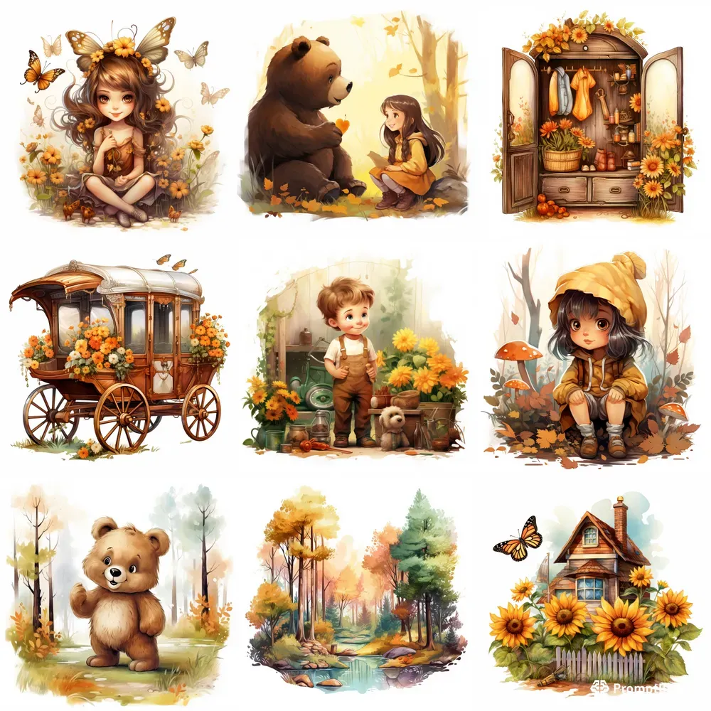 Cute Childrens Book Illustrations Autumn Midjourney Prompt | PromptBase